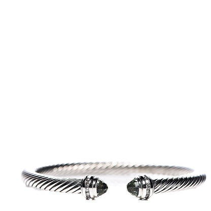 David Yurman Sterling Silver Diamond Prasiolite 5mm Cable Classics Bracelet 1 of 7
