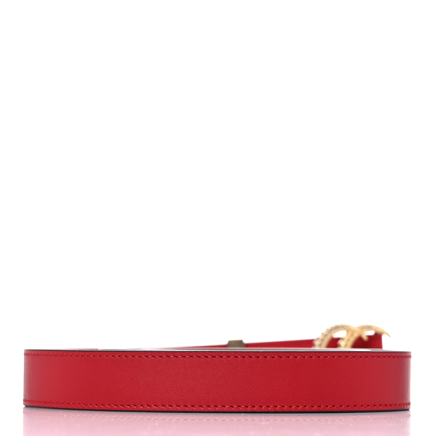 Moon Calfskin Torchon Double G 25mm Belt 95 38 Hibiscus Red