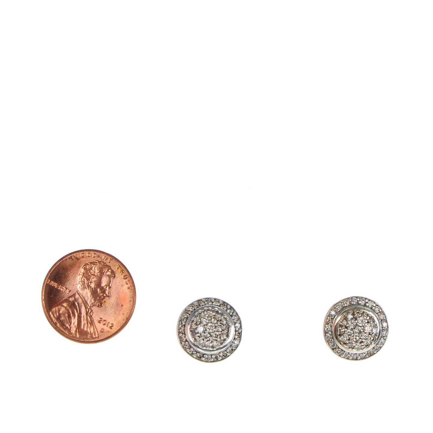 Sterling Silver Pave Diamond 8mm Cerise Earrings