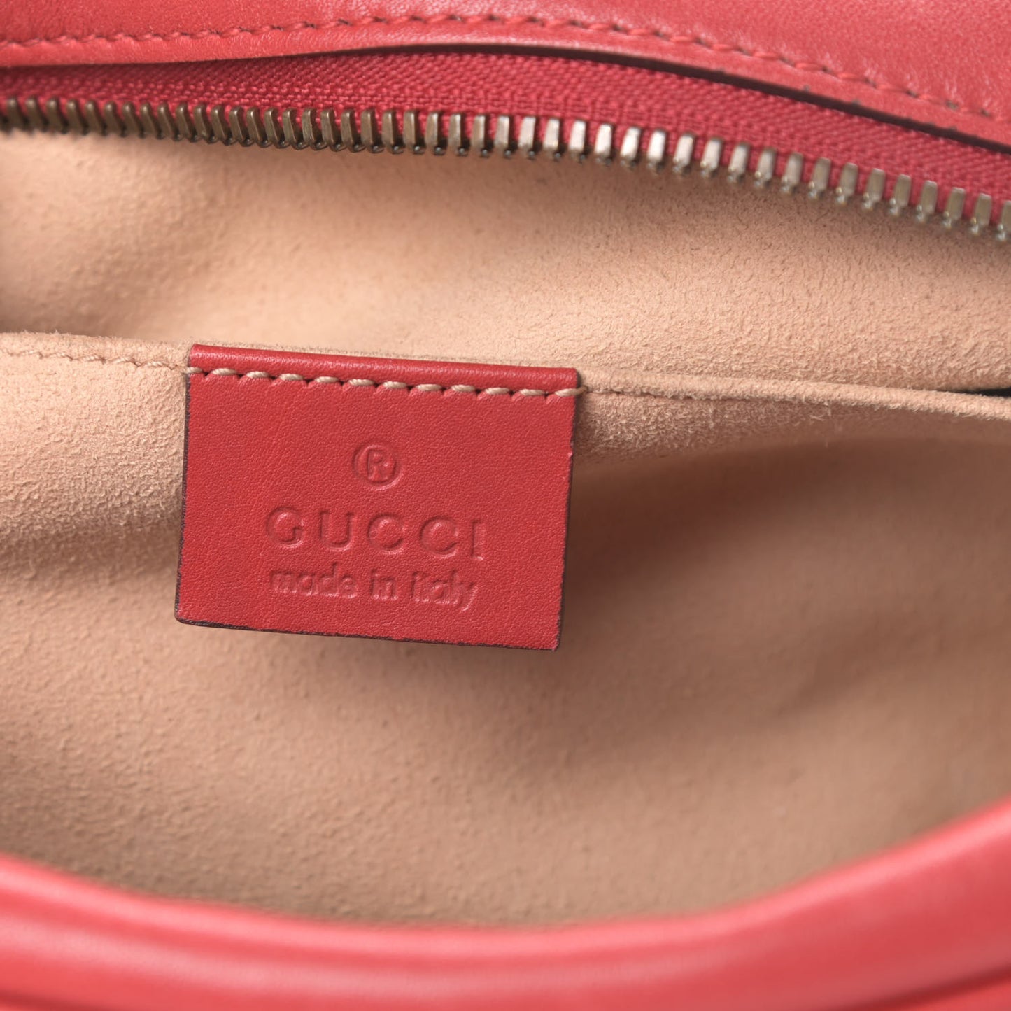 Calfskin Matelasse Small GG Marmont Chain Shoulder Bag Hibiscus Red