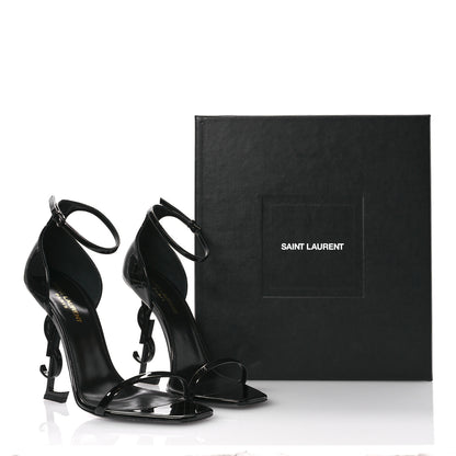 Saint Laurent Patent Calfskin Opyum 110 Sandals 39.5 Black Gold 9 of 9