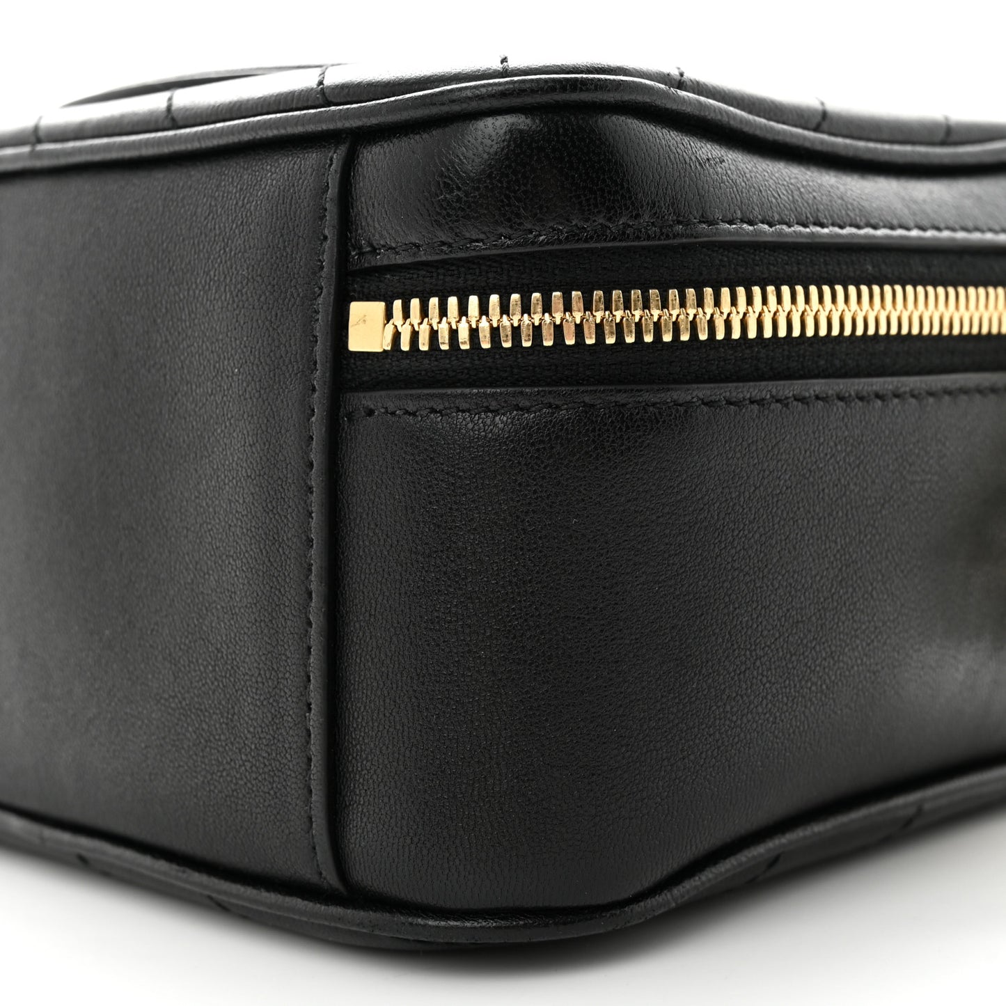Sakai Be Green Calfskin Diagonal Stitched Blondie Top Handle Bag Black