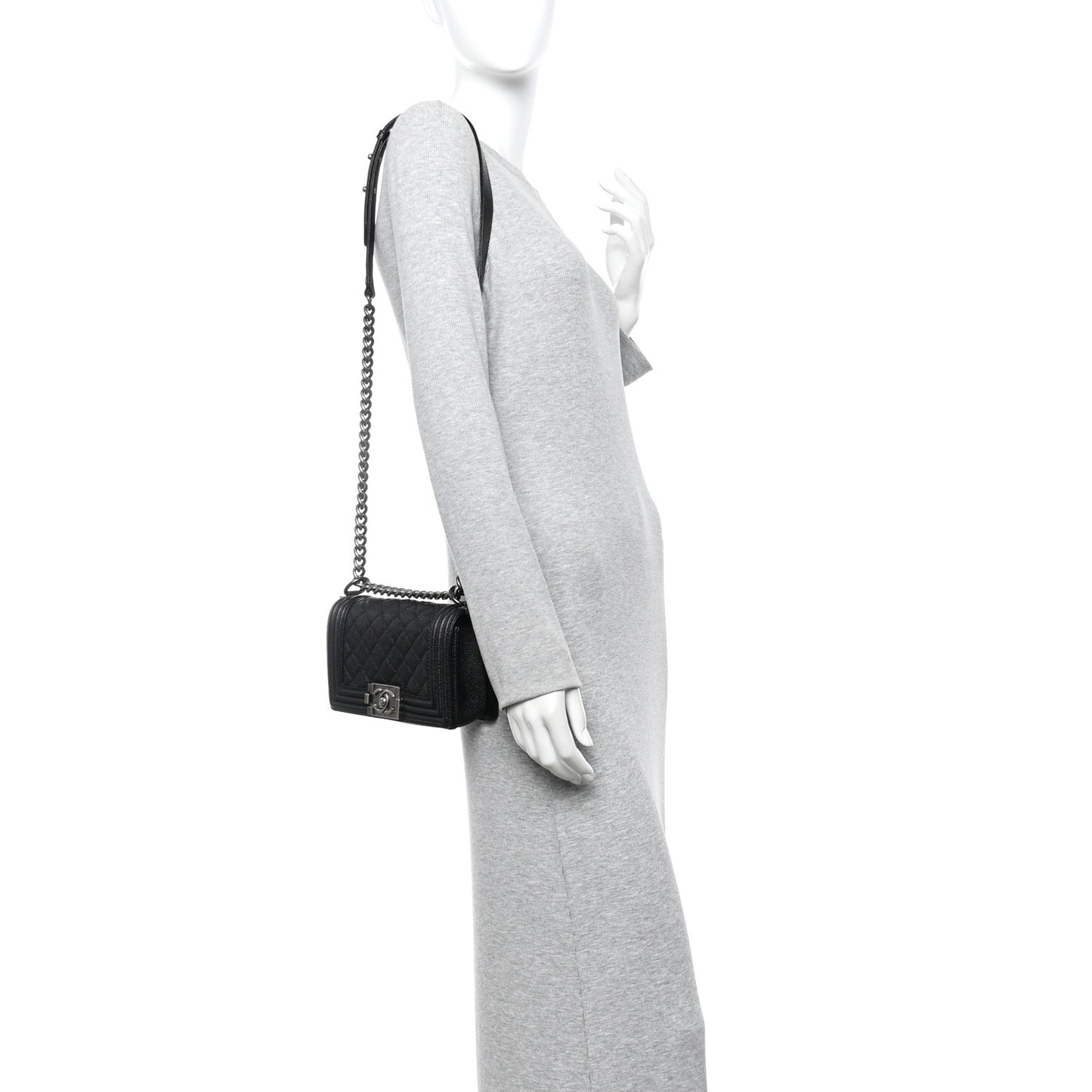 Caviar Quilted Small Boy Flap Black