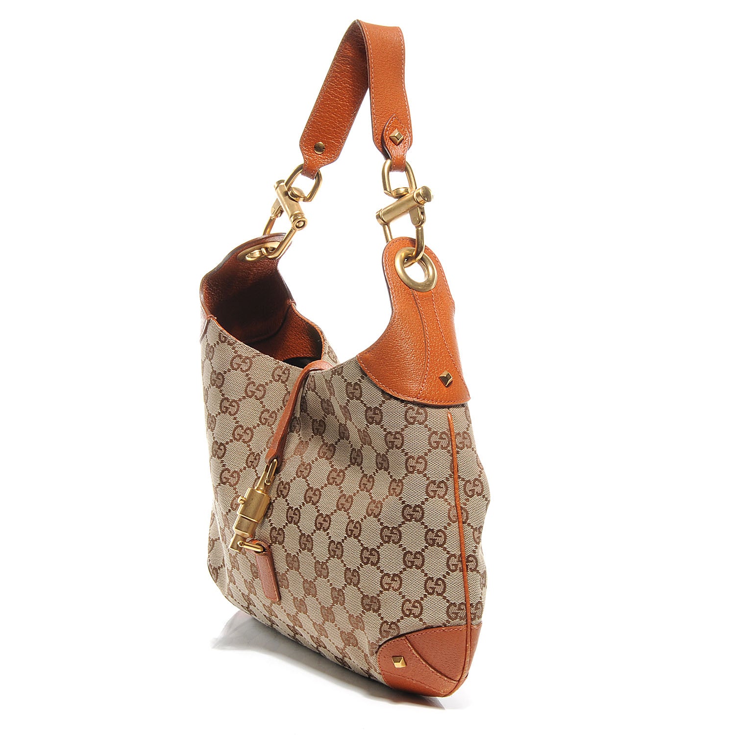 Gucci Monogram Piston Lock Jackie O Hobo Tan 3 of 8