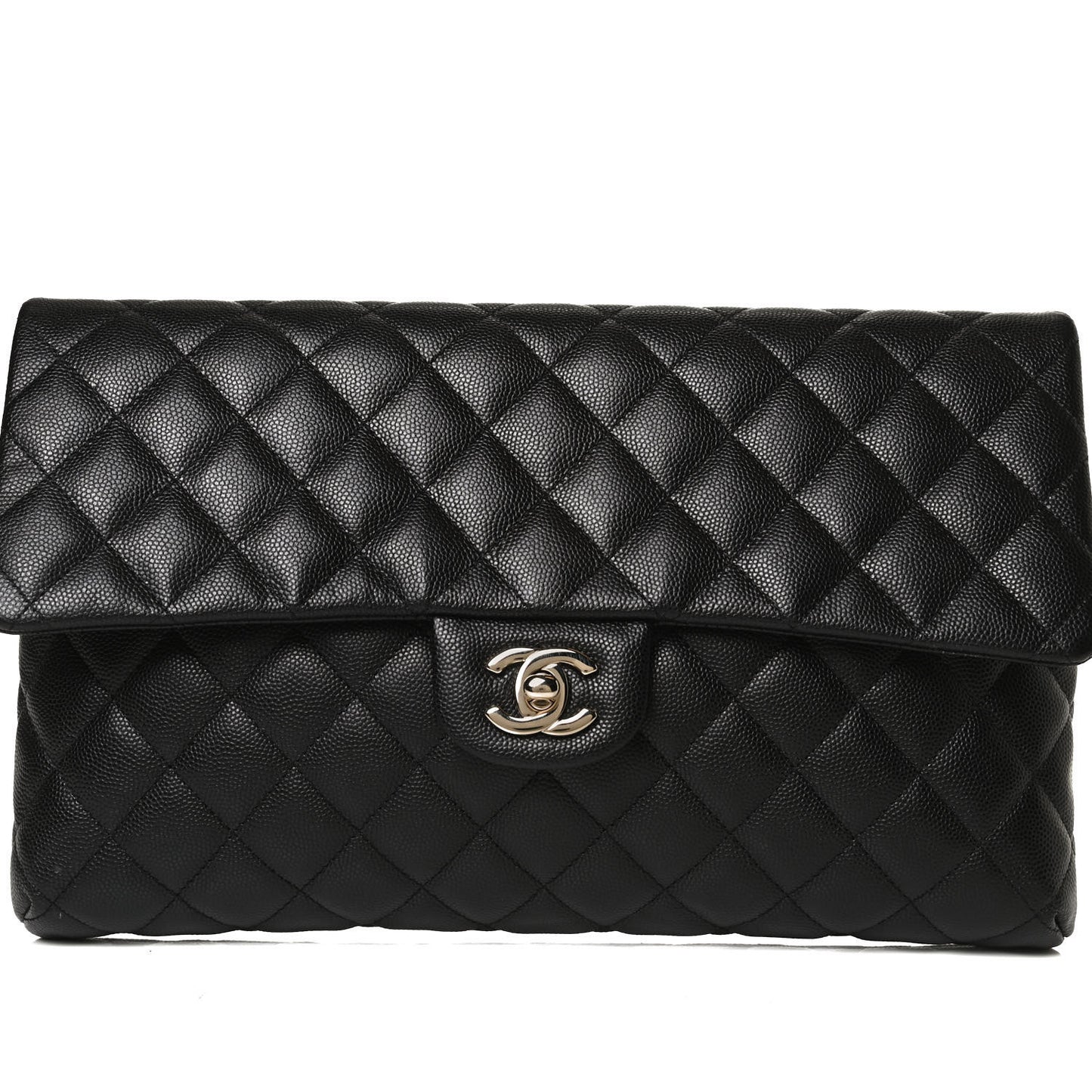 Caviar Quilted Flap Clutch Black