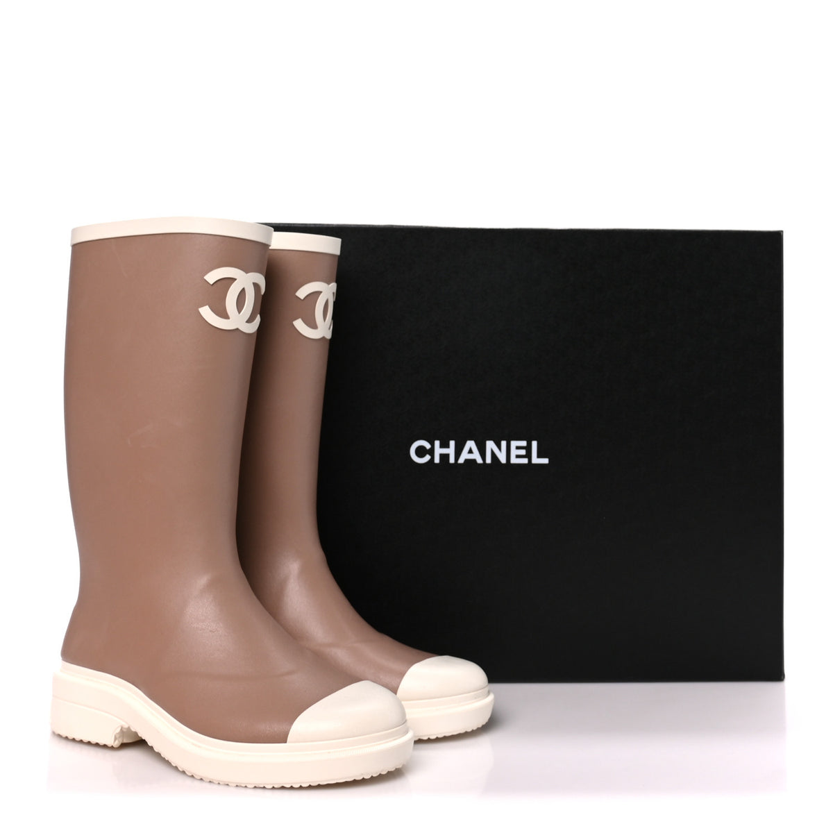 Chanel Caoutchouk CC High Boots 36 Beige White 8 of 8