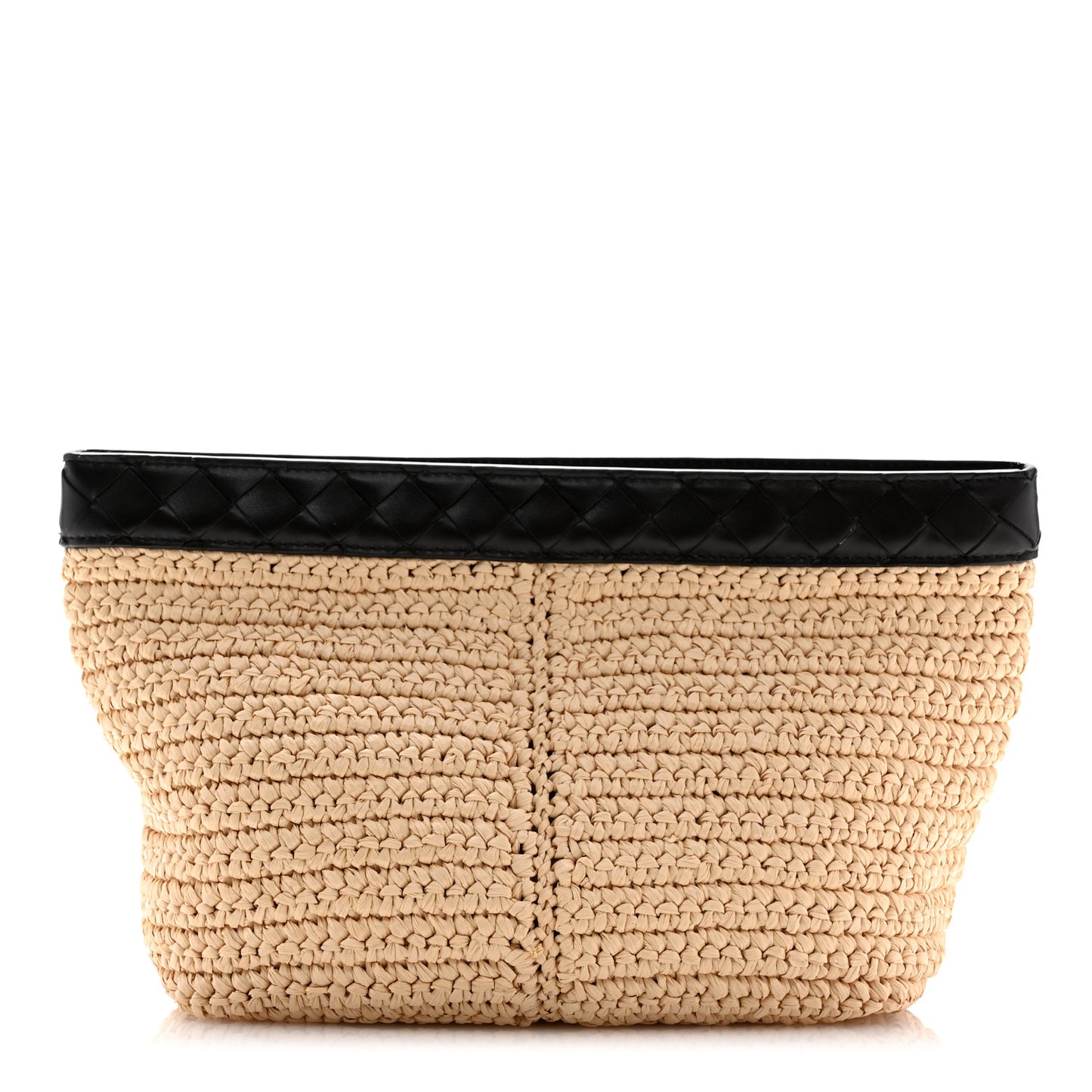 Raffia Woven Nappa Intrecciato Medium Pouch Natural Fondant