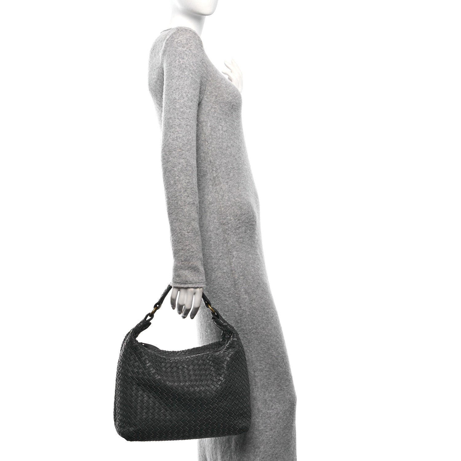 Bottega Veneta Nappa Intrecciato Pyramid Hobo Ferro Gray 3 of 12