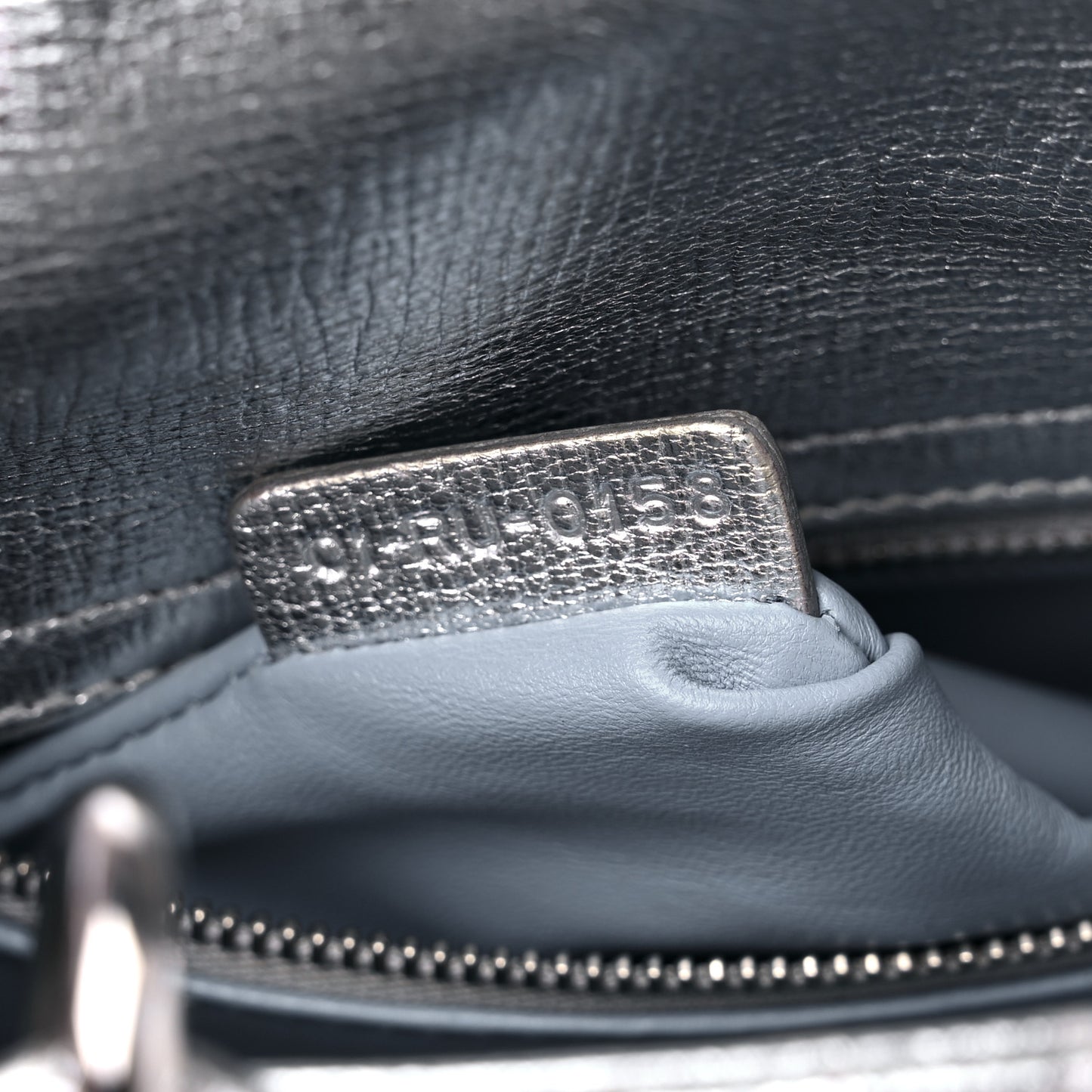 Metallic Grained Calfskin Cannage Small Lucky Badges My Lady Dior Silver