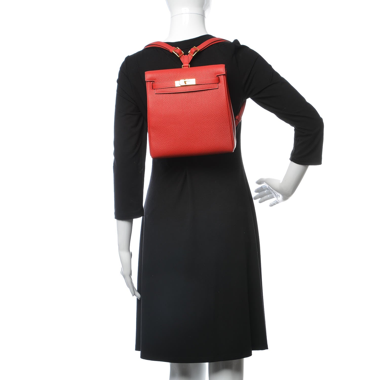 Hermes Togo Kelly Ado Backpack Rouge Casaque 2 of 8