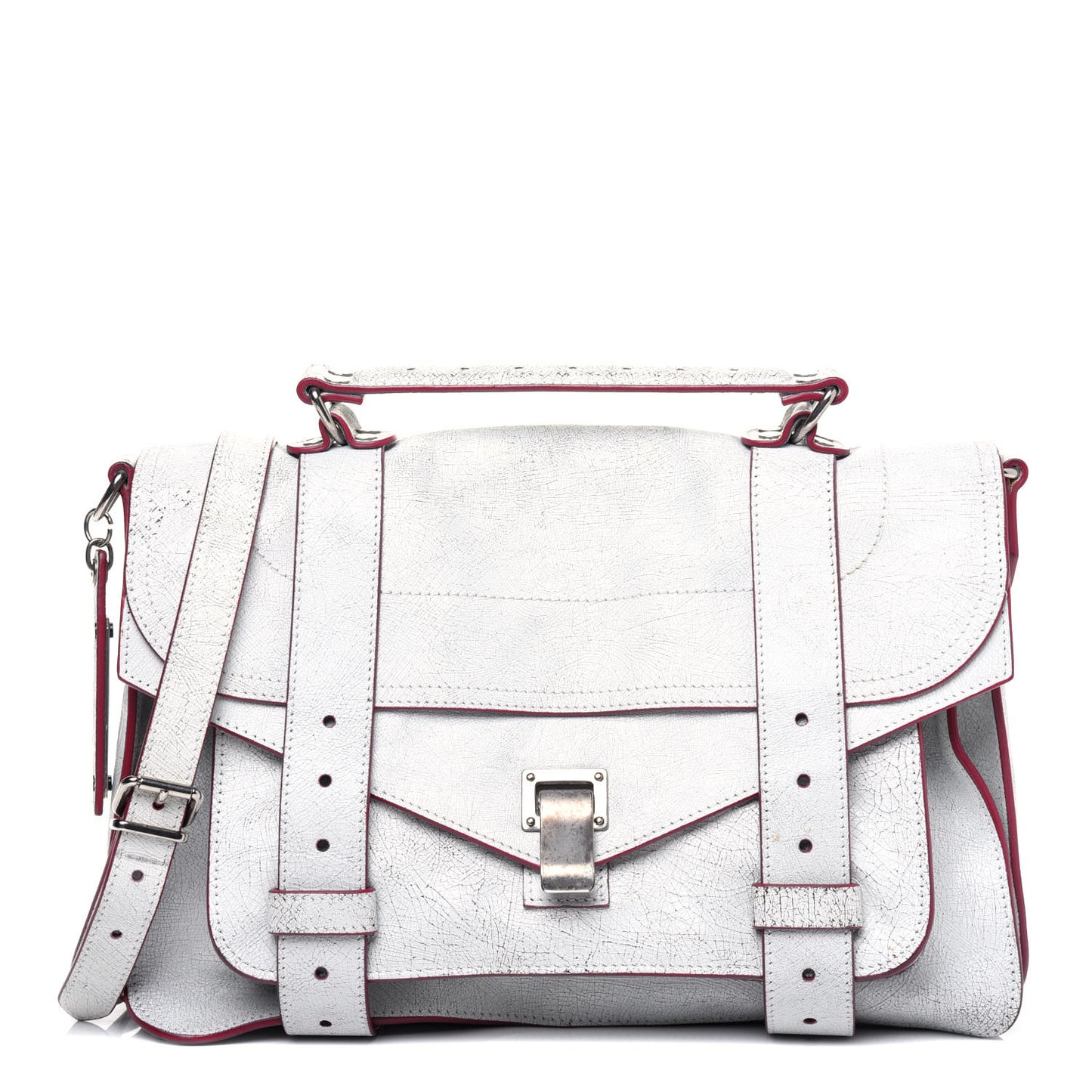 Crackle Calfskin PS1 Medium Satchel White