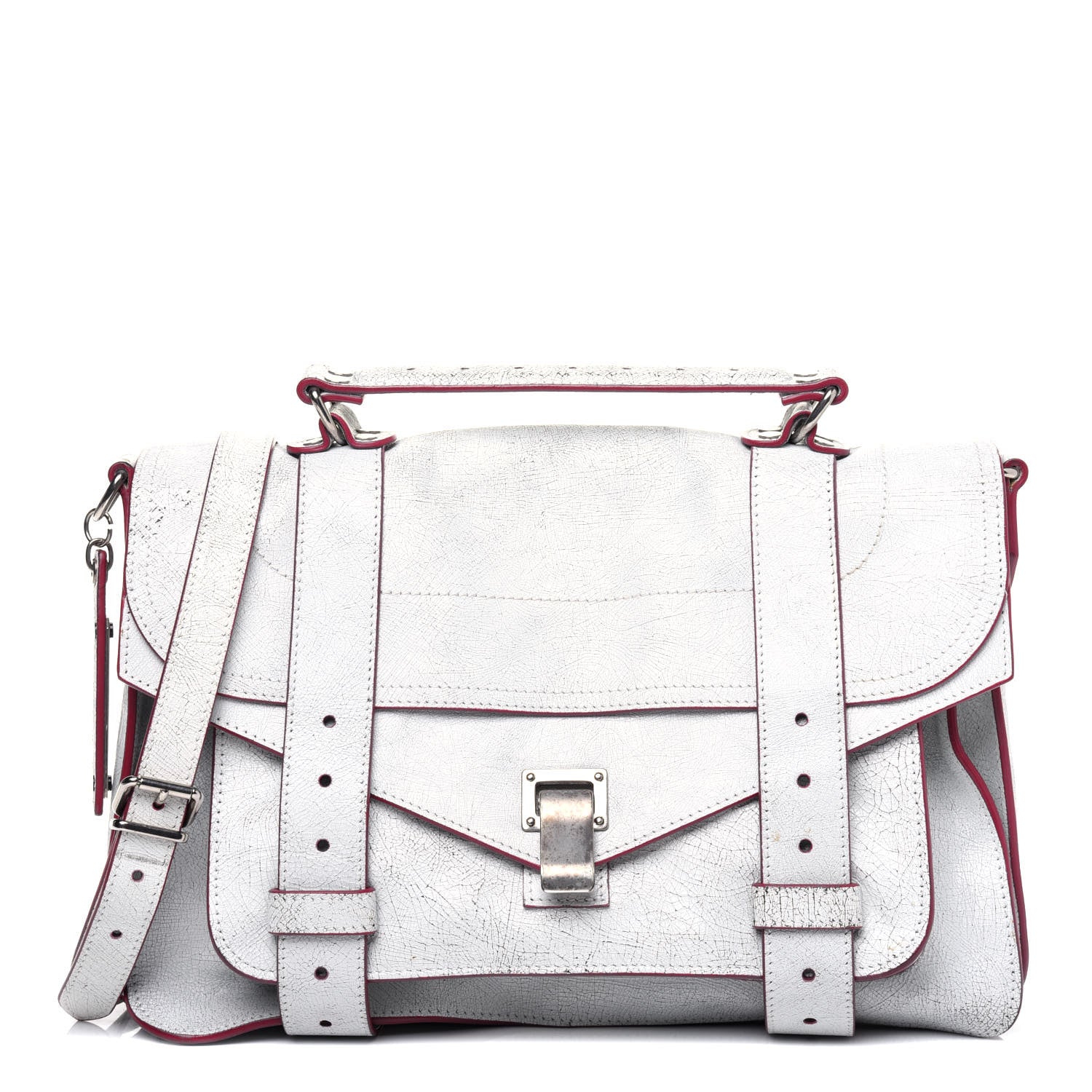 Proenza Schouler Crackle Calfskin PS1 Medium Satchel White 1 of 24
