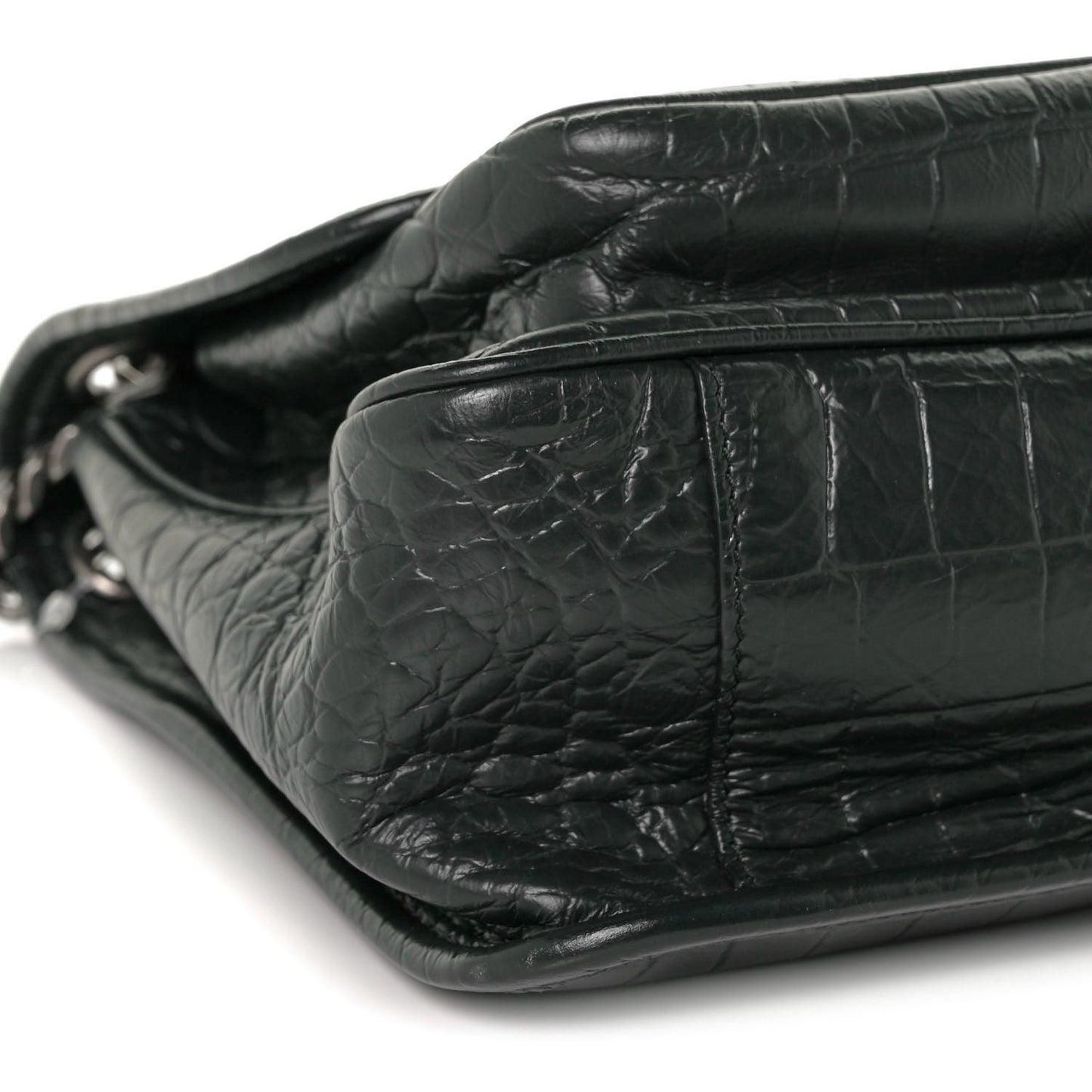 Calfskin Crocodile Embossed Monogram Medium Niki Chain Satchel Algea