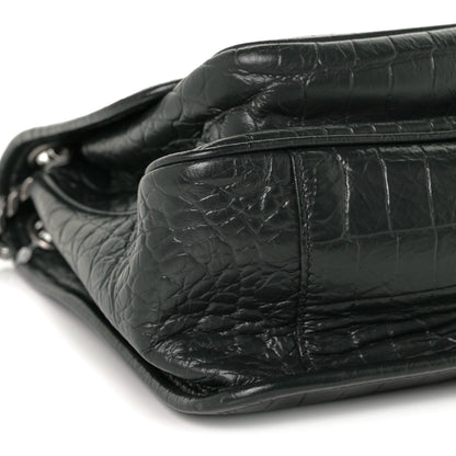 Saint Laurent Calfskin Crocodile Embossed Monogram Medium Niki Chain Satchel Algea 7 of 8