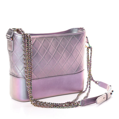 Chanel Iridescent Lambskin Calfskin Quilted Medium Gabrielle Hobo Light Purple 3 of 11