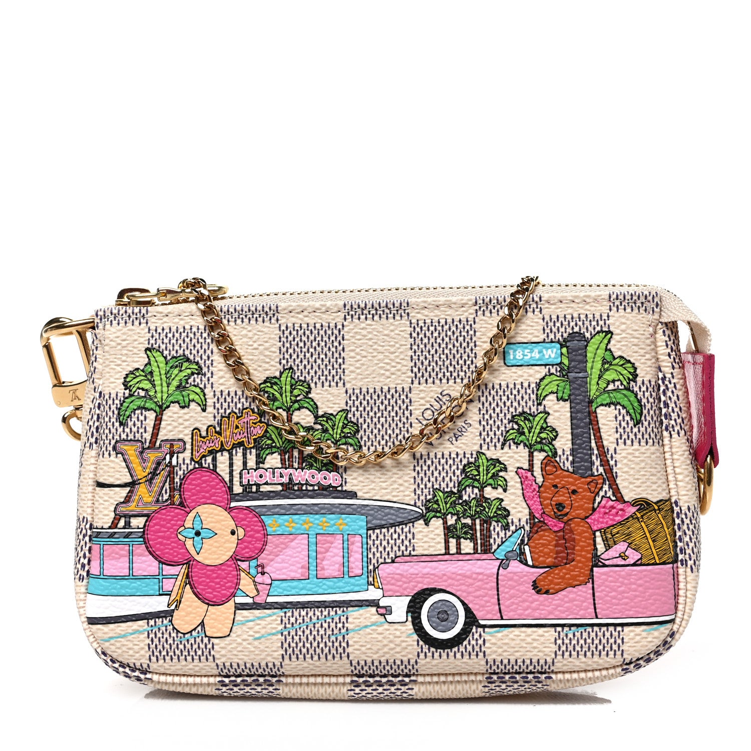 Louis Vuitton Damier Azur 2021 Christmas Animation Hollywood Mini Pochette Accessories Fuchsia 1 of 7