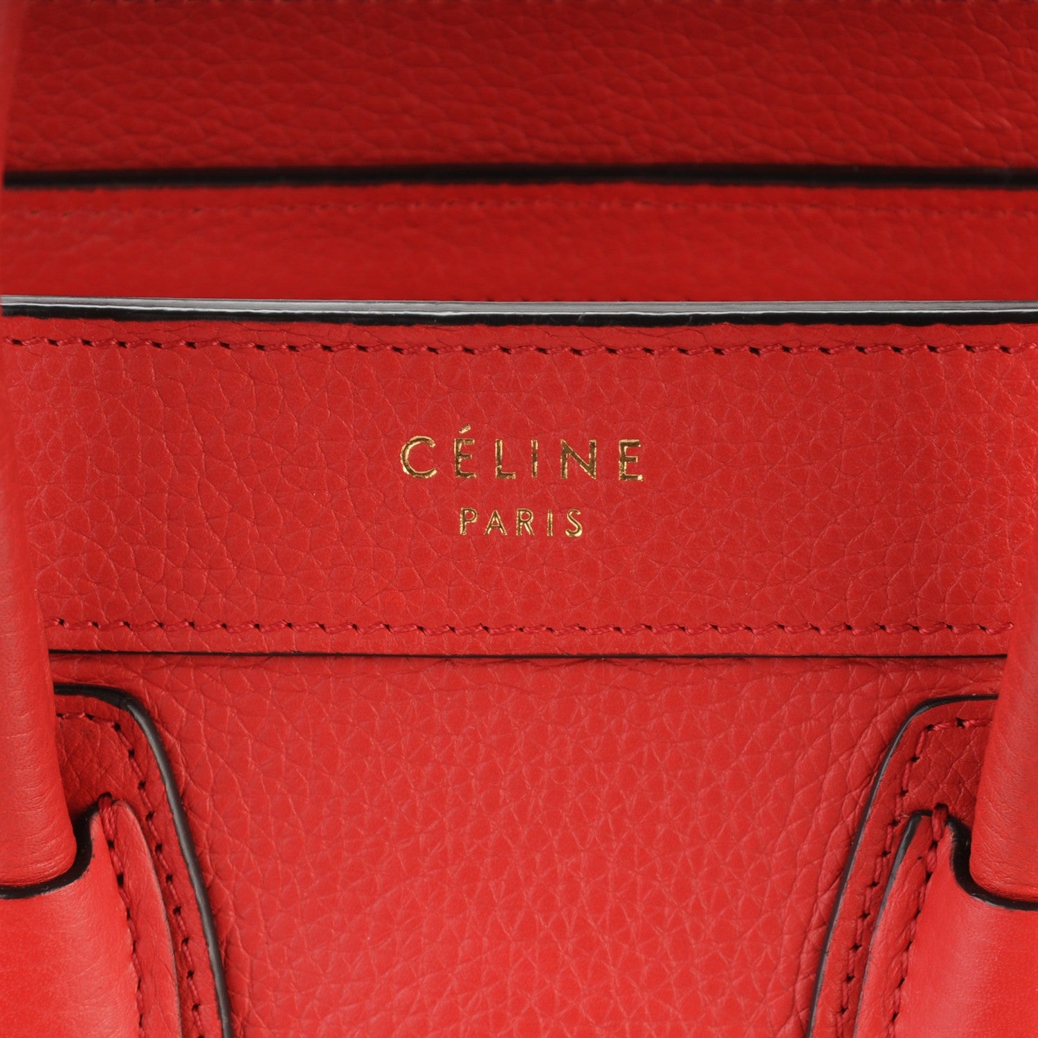 Celine Drummed Calfskin Nano Luggage Coquelicot 6 of 8