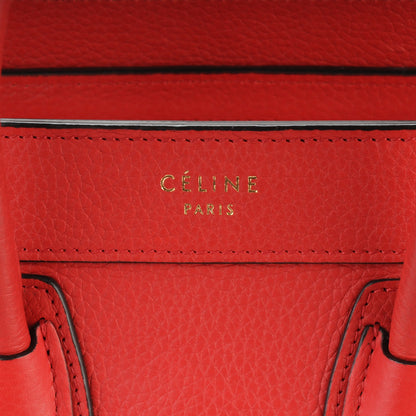 Celine Drummed Calfskin Nano Luggage Coquelicot 6 of 8