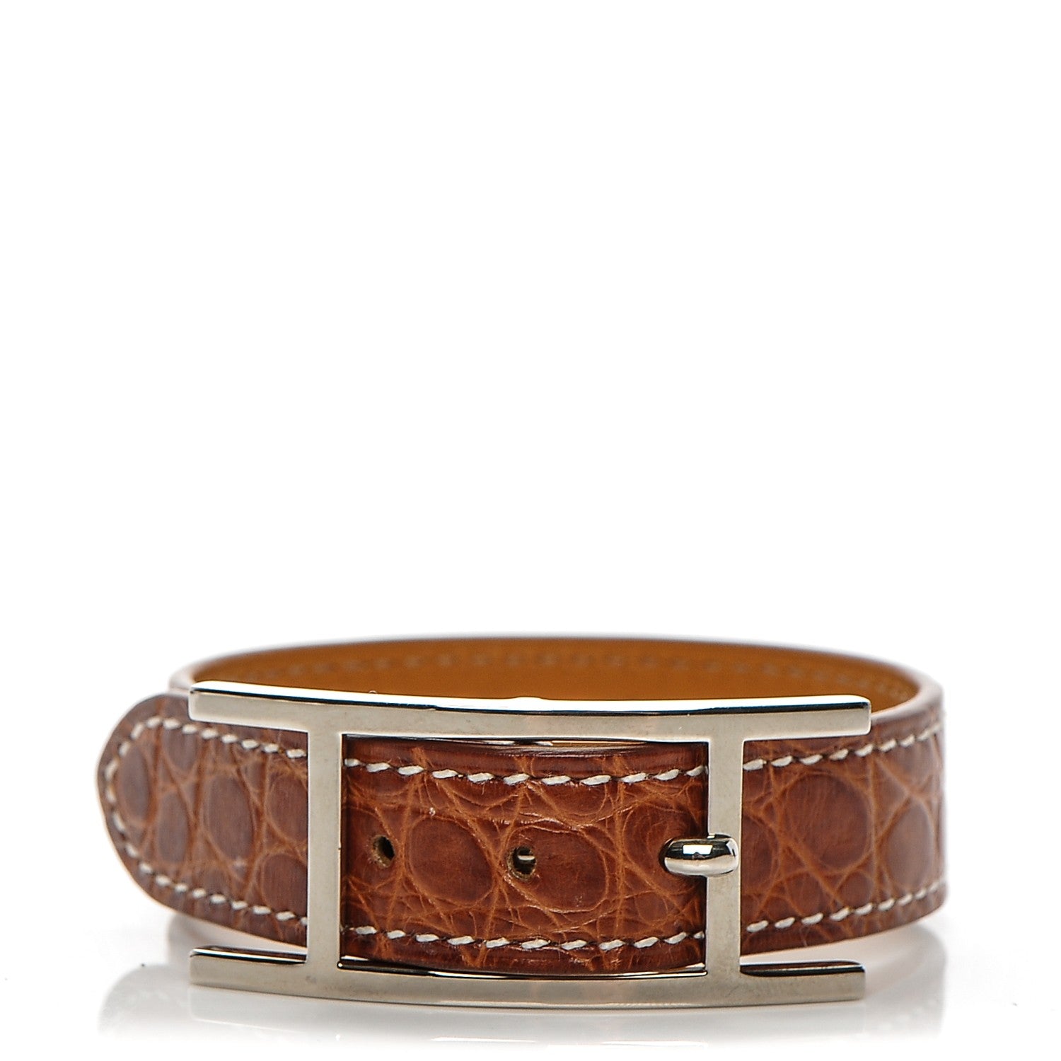 Hermes Matte Alligator Hapi Simple Tour Bracelet S Fauve 1 of 6