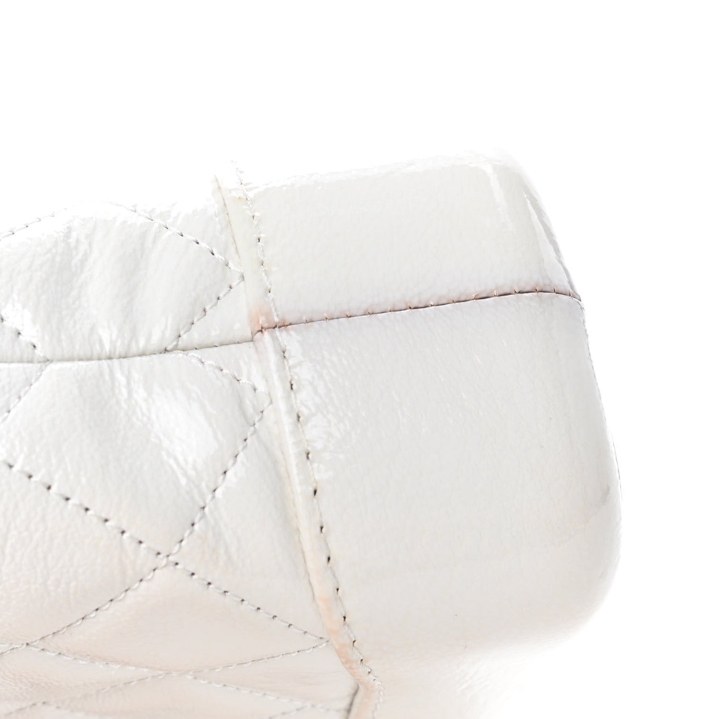 Patent Goatskin Quilted Small Gabrielle Hobo White
