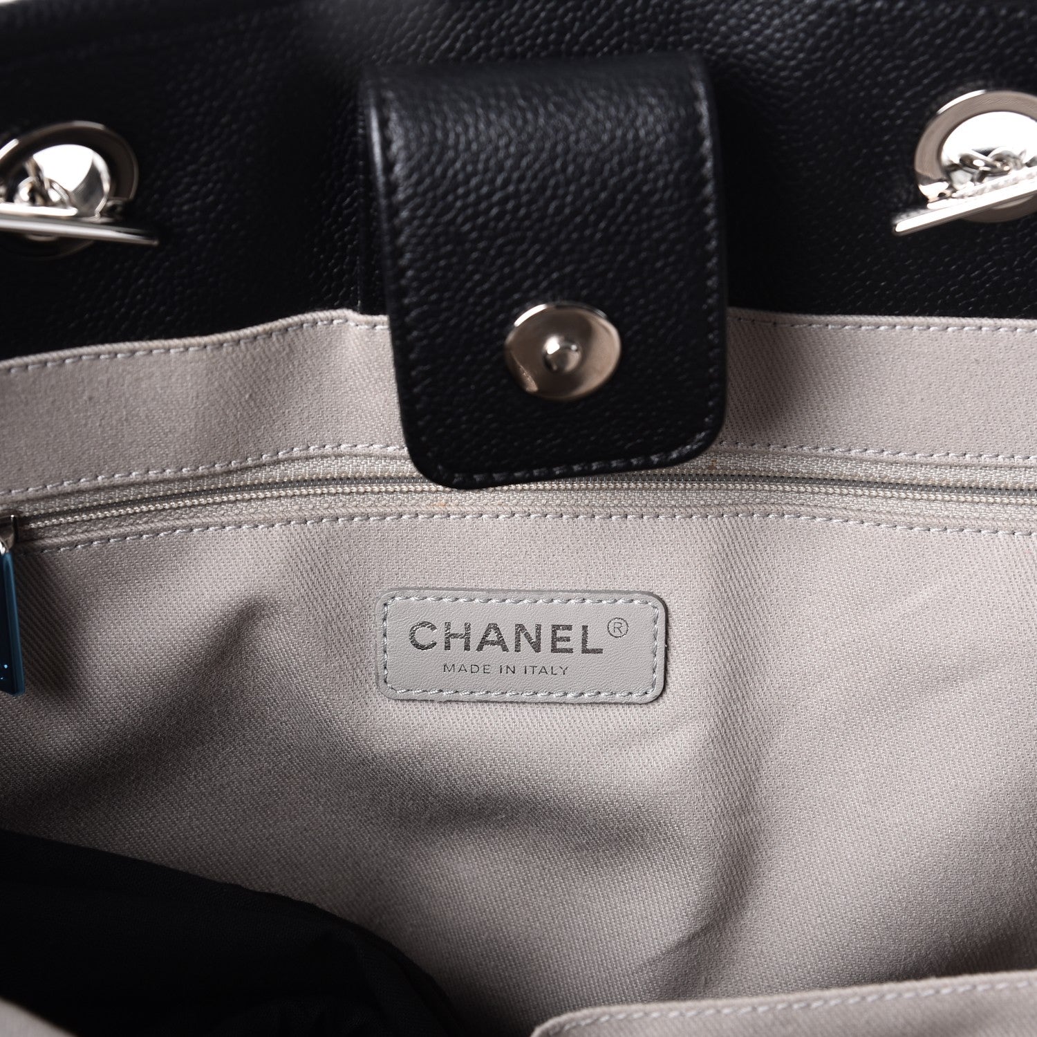 Chanel Glazed Calfskin Small Deauville Tote Black 6 of 11