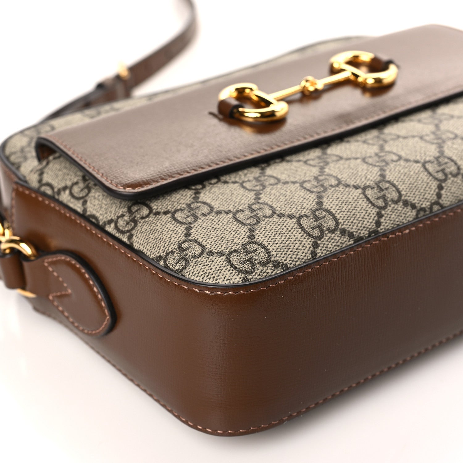 Gucci GG Supreme Monogram Small Horsebit 1955 Shoulder Bag Beige Brown Sugar 8 of 9