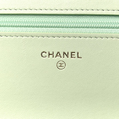 Chanel Lambskin Quilted Chanel 19 Wallet On Chain WOC Light Green 6 of 15