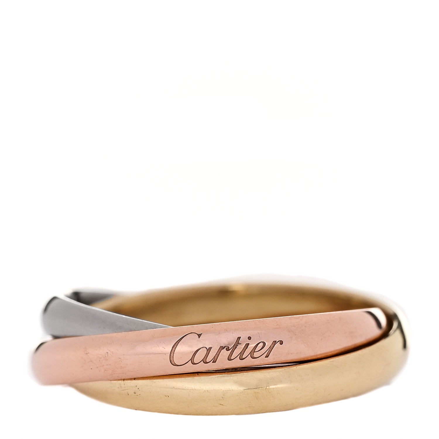 Cartier 18K Pink Yellow White Gold Small Trinity Ring 51 5.75 1 of 5