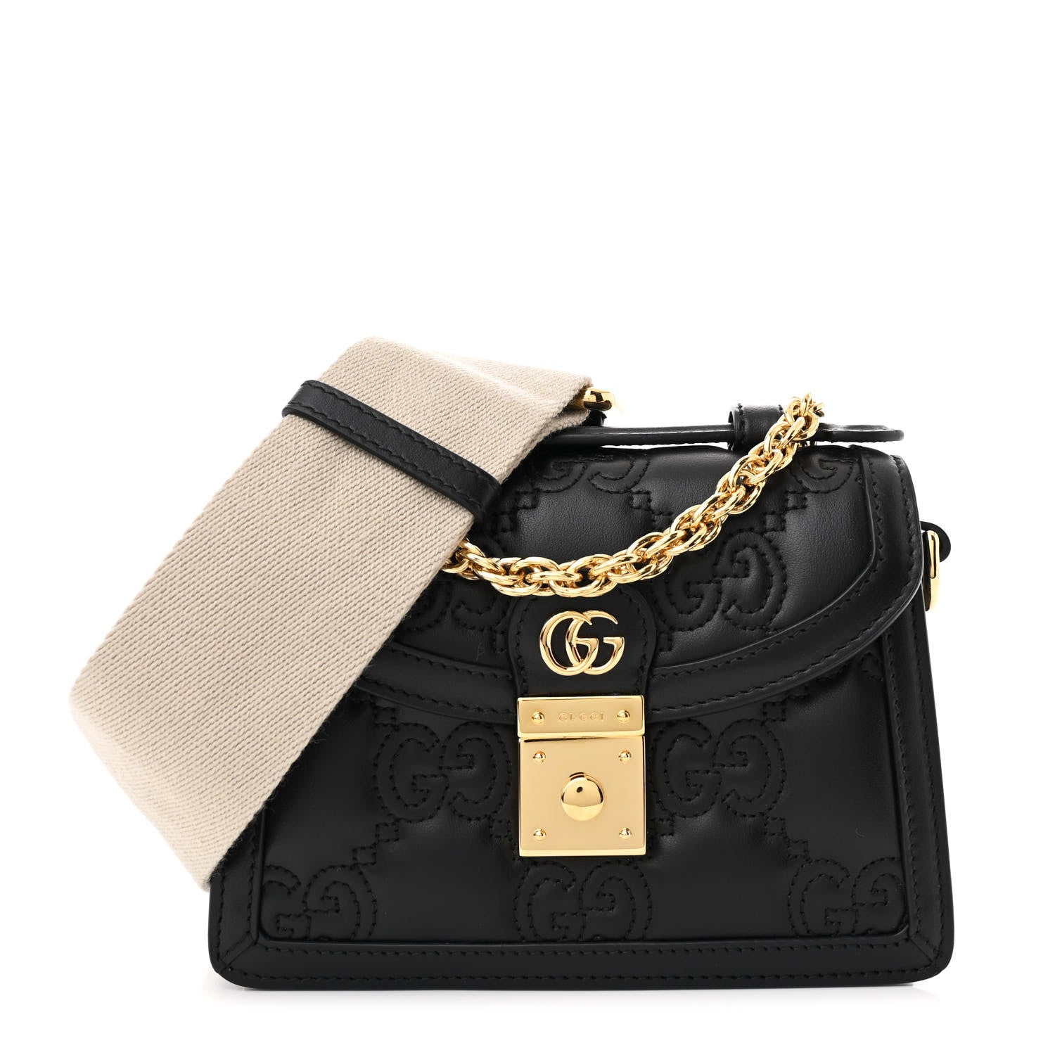 Gucci Calfskin GG Matelasse Mini Top Handle Shoulder Bag Black 1 of 10