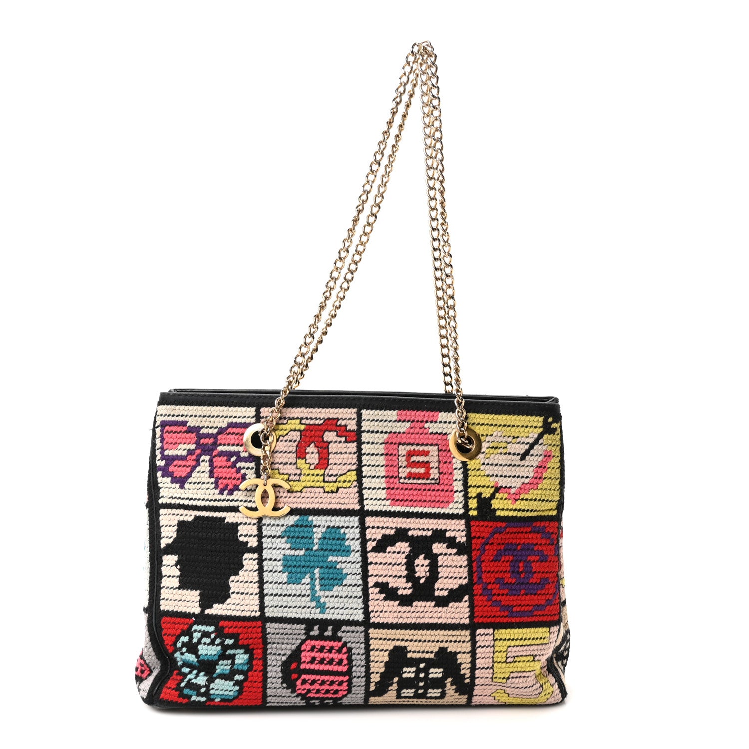 Chanel Needlepoint Precious Symbols Shoulder Bag Black 1 of 10