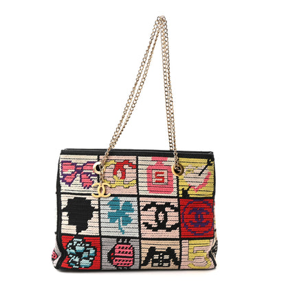 Chanel Needlepoint Precious Symbols Shoulder Bag Black 1 of 10