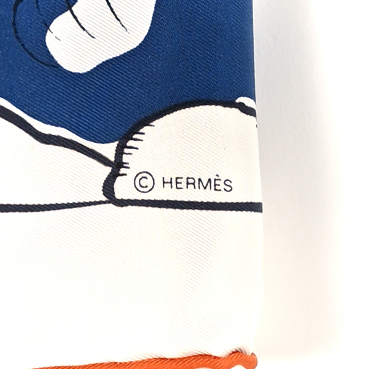 Hermes Silk Mille Et Un Lapins Scarf 90 White Marine Kaki 3 of 4