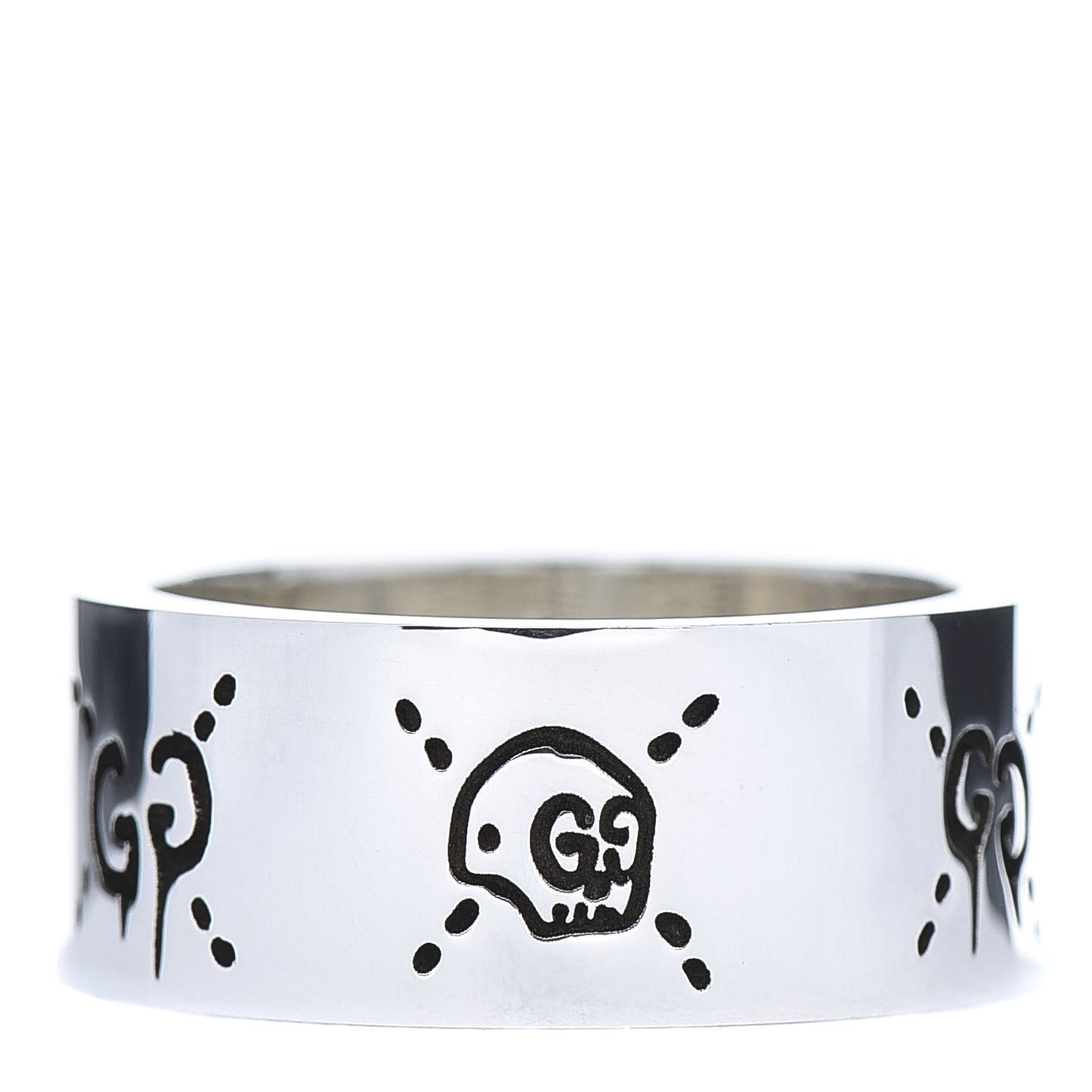 Sterling Silver GucciGhost Hamlet Skull Band Ring 58 8.25