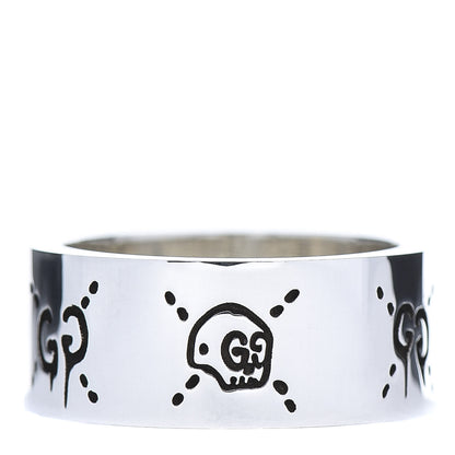 Gucci Sterling Silver GucciGhost Hamlet Skull Band Ring 58 8.25 1 of 6