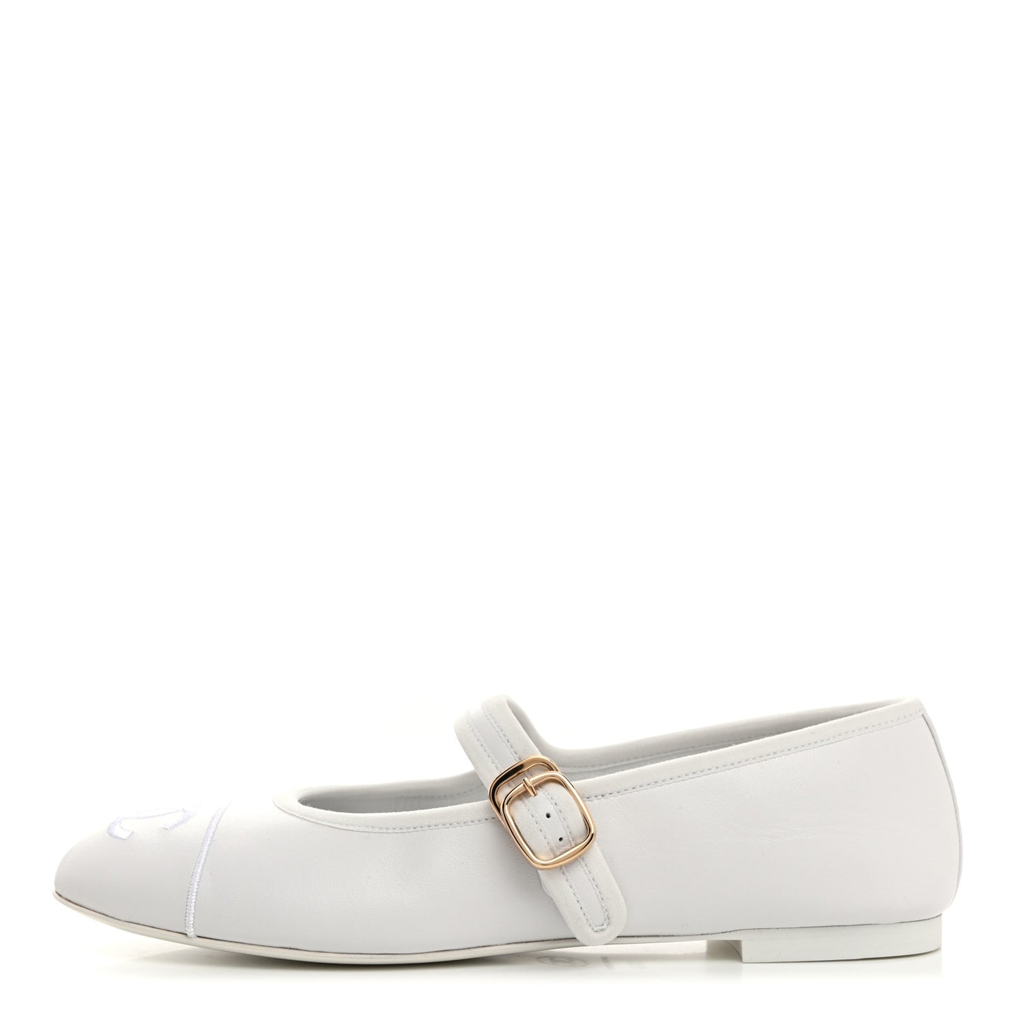 Lambskin Mary Jane Flats 38.5 White