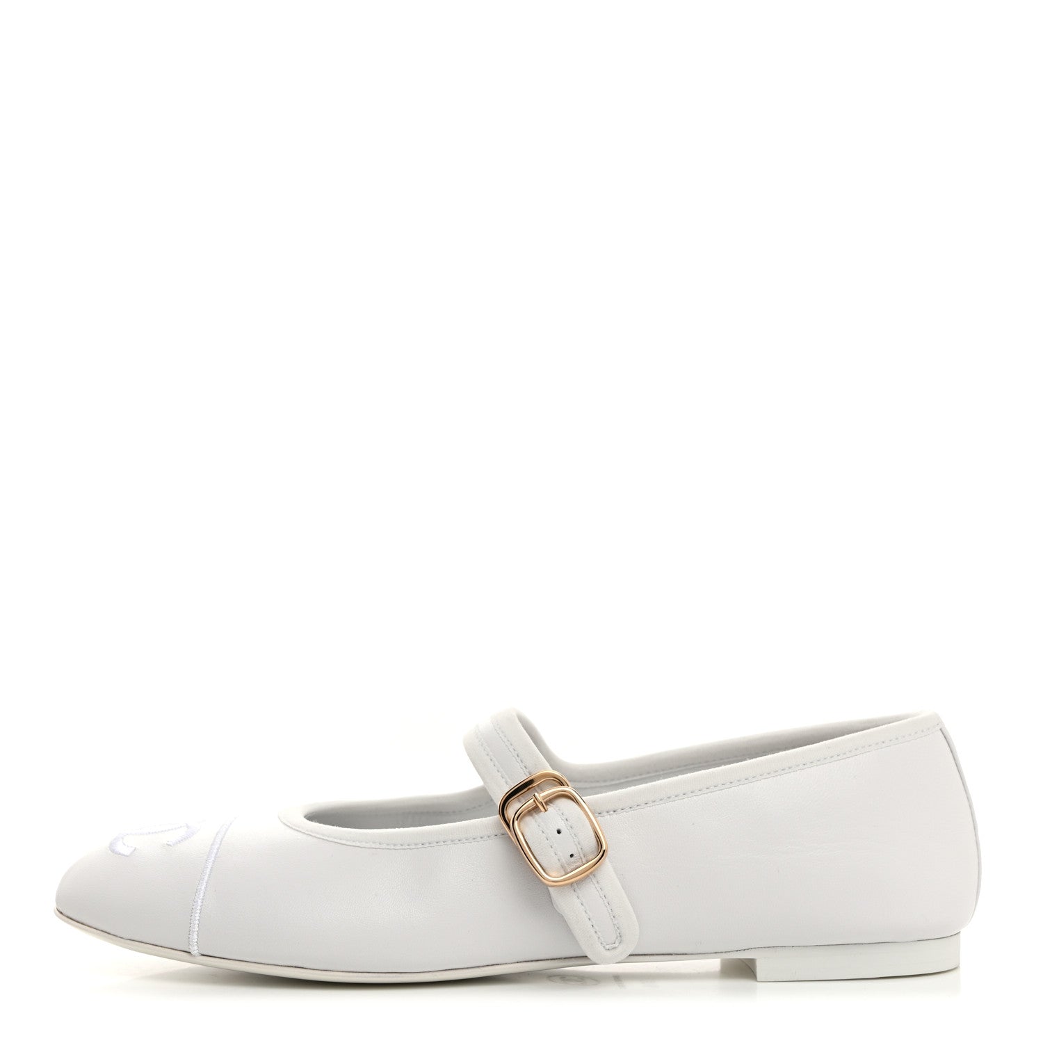 Chanel Lambskin Mary Jane Flats 38.5 White 1 of 9
