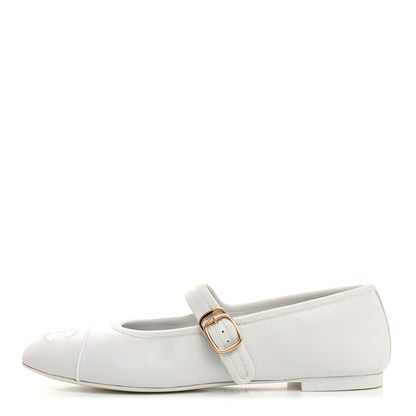 Chanel Lambskin Mary Jane Flats 38.5 White 1 of 9