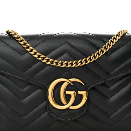 Gucci Calfskin Matelasse GG Marmont Chain Wallet Black 8 of 10