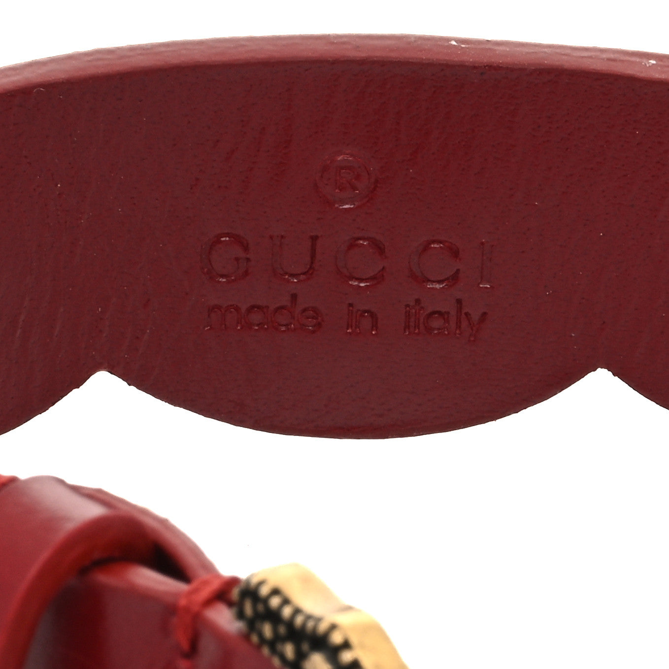 Gucci Calfskin Crystal Feline Heads Bracelet Red 6 of 6
