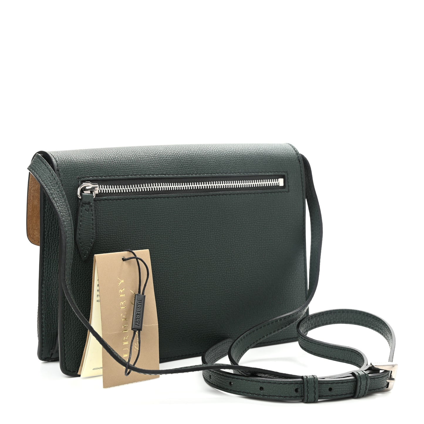 Derby Calfskin House Check Small Macken Crossbody Bag Dark Bottle Green
