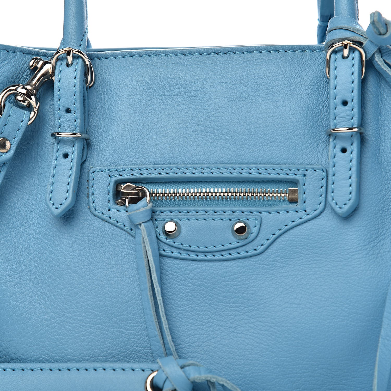 Balenciaga Supple Calfskin Papier Mini A4 Zip Around Tote Bleu Azur Clair 11 of 11