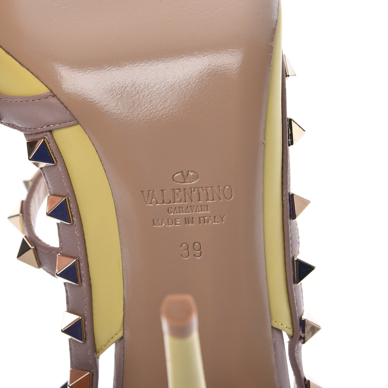 Valentino Garavani Nappa Rockstud Ankle Strap Pumps 39 Yellow Poudre 6 of 9