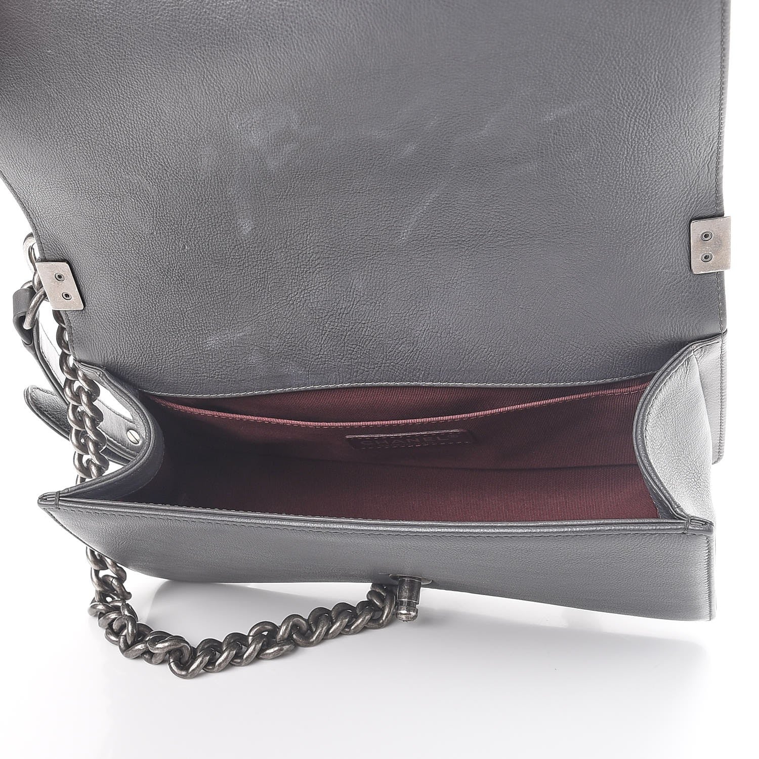 Chanel Calfskin Double Stitch Medium Boy Flap Grey 5 of 12