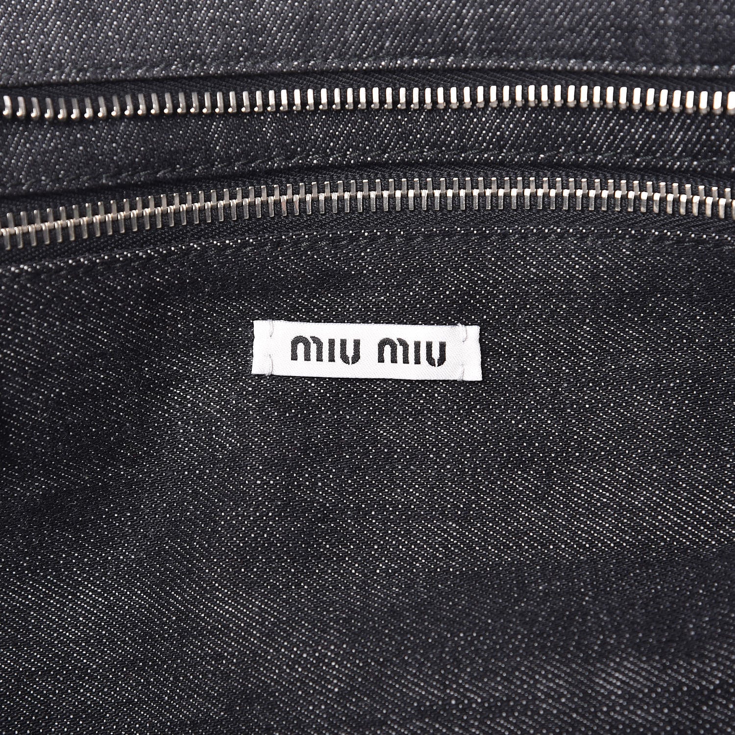 Miu Miu Denim Print Shopping Tote Black 6 of 11