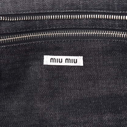 Miu Miu Denim Print Shopping Tote Black 6 of 11