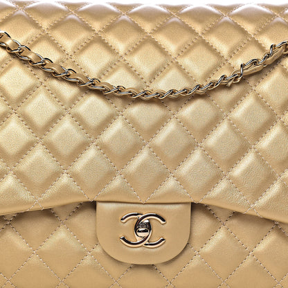 Chanel Metallic Calfskin Quilted Small XXL Travel Flap Bag Gold 10 of 10