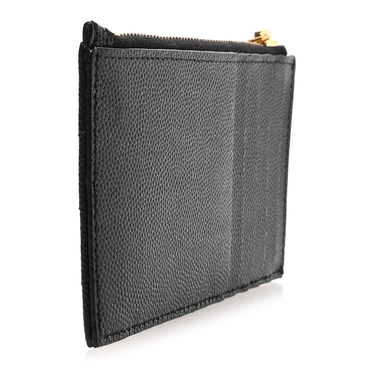 Grain De Poudre Matelasse Chevron Monogram Fragments Zippered Card Case Black