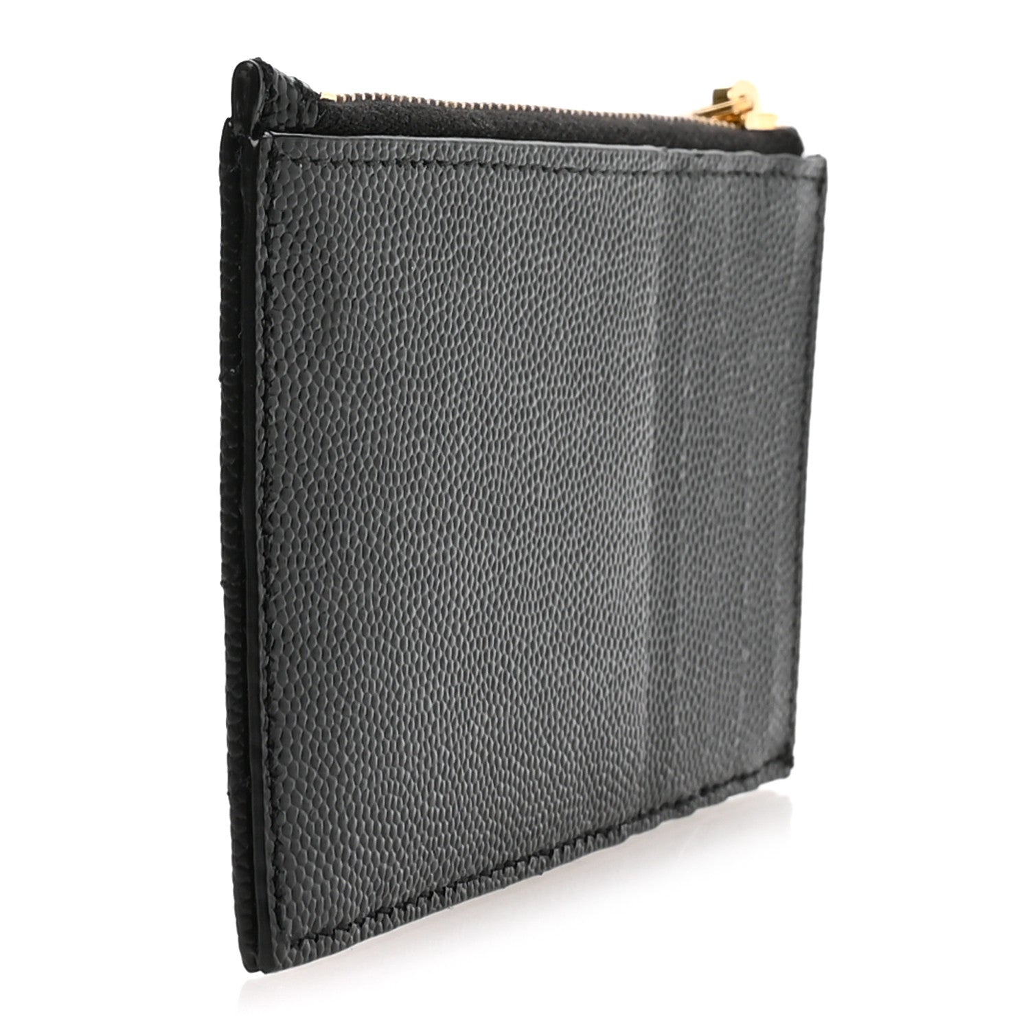Saint Laurent Grain De Poudre Matelasse Chevron Monogram Fragments Zippered Card Case Black 3 of 8