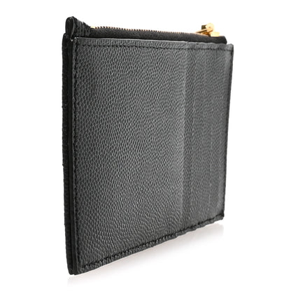 Saint Laurent Grain De Poudre Matelasse Chevron Monogram Fragments Zippered Card Case Black 3 of 8