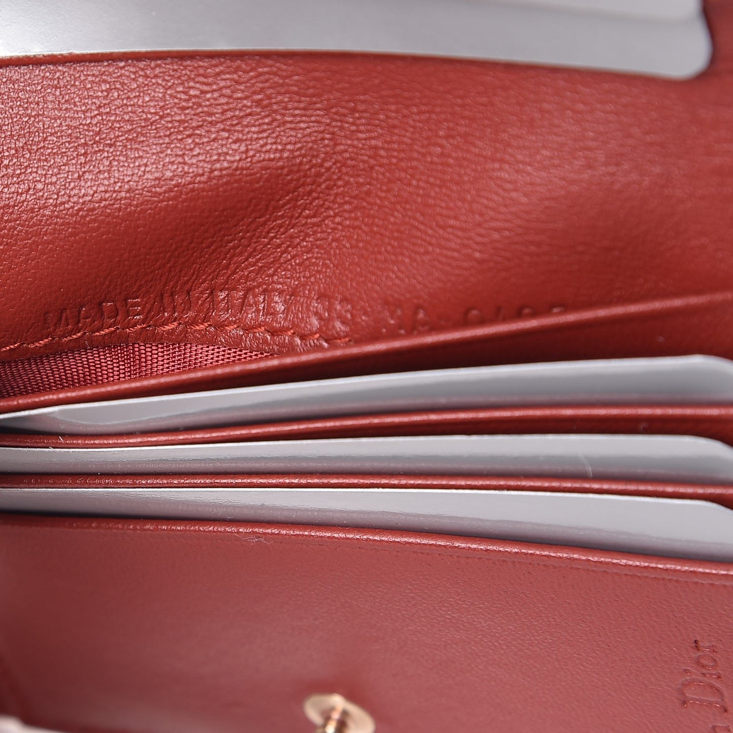 Lambskin Cannage Lady Dior Compact Wallet Rusty Red